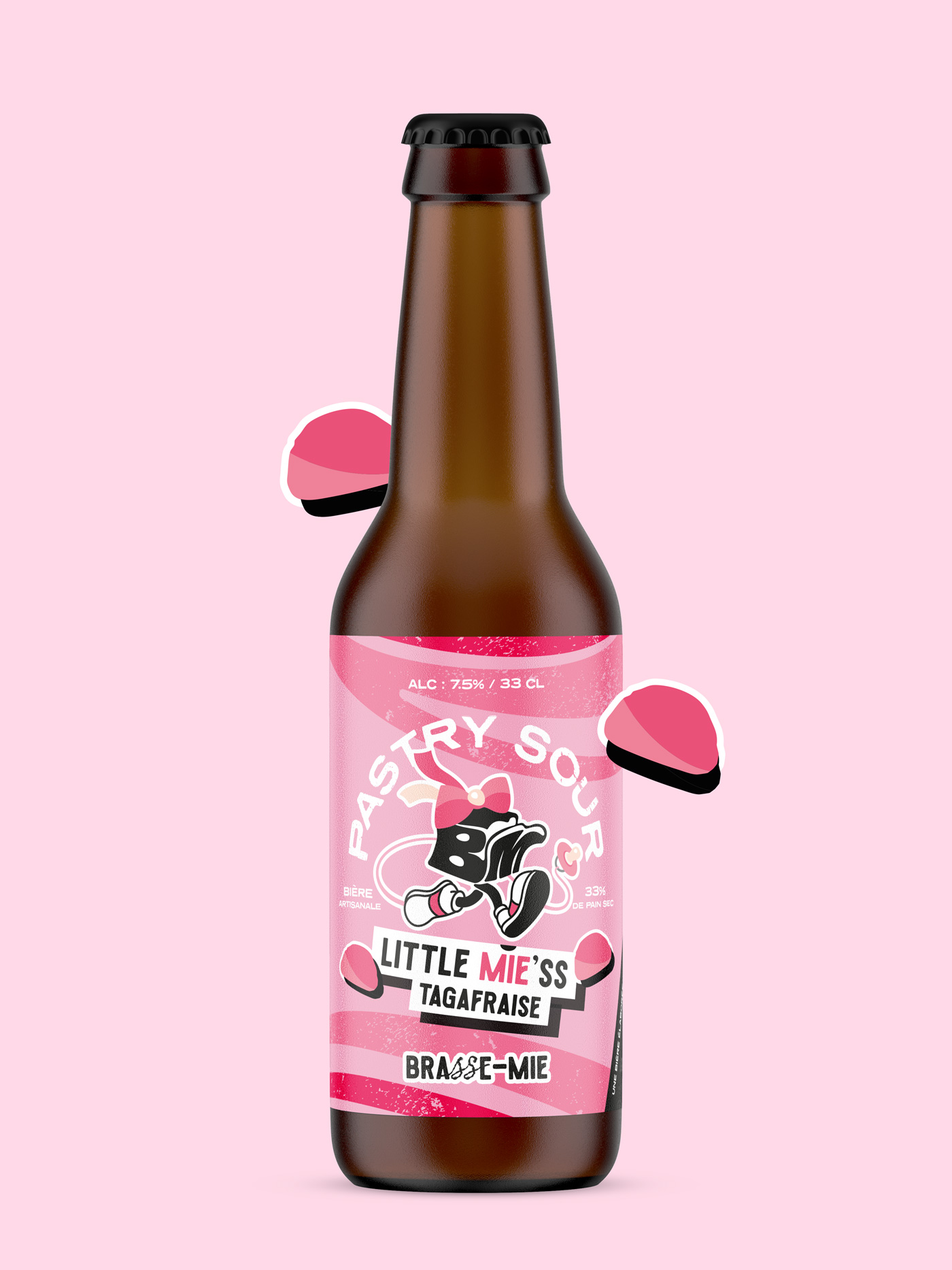 Bière artisanale Brasse-Mie Little Mie’ss, pastry sour Tagafraise et au pain sec.